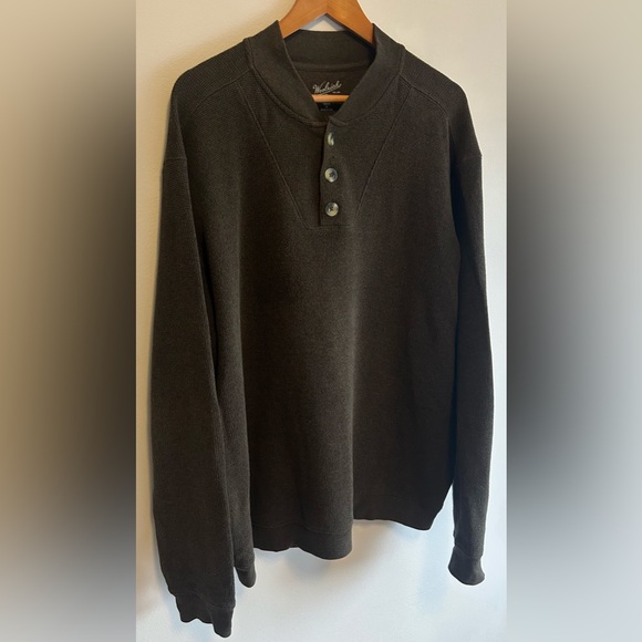 Woolrich Waffle Knit Mens Green Henley Sweater Casual Size XL Cotton Like New - Picture 2 of 10